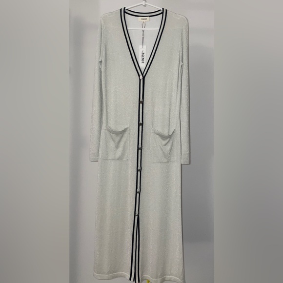 L'AGENCE Lurex Striped Long Cardigan - Picture 2 of 6